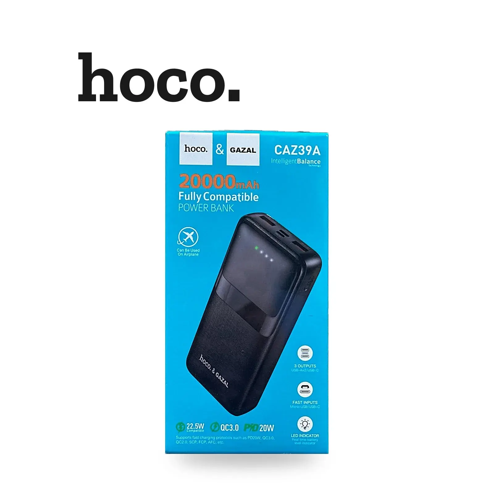 باور بانك hoco & GAZAL CAZ39A سعة 20000 مللي أمبير