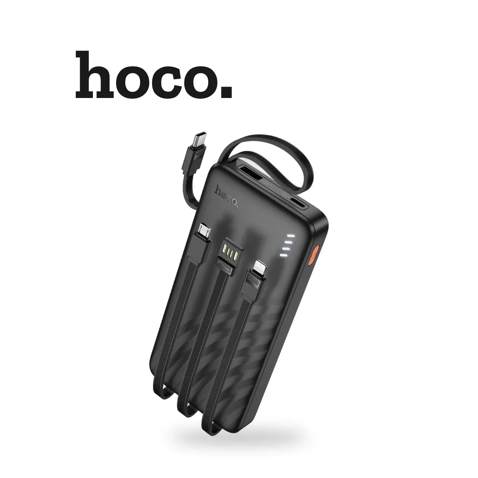 باور بانك hoco J146 سعة 10000 مللي أمبير مع 4 كوابل مدمجة