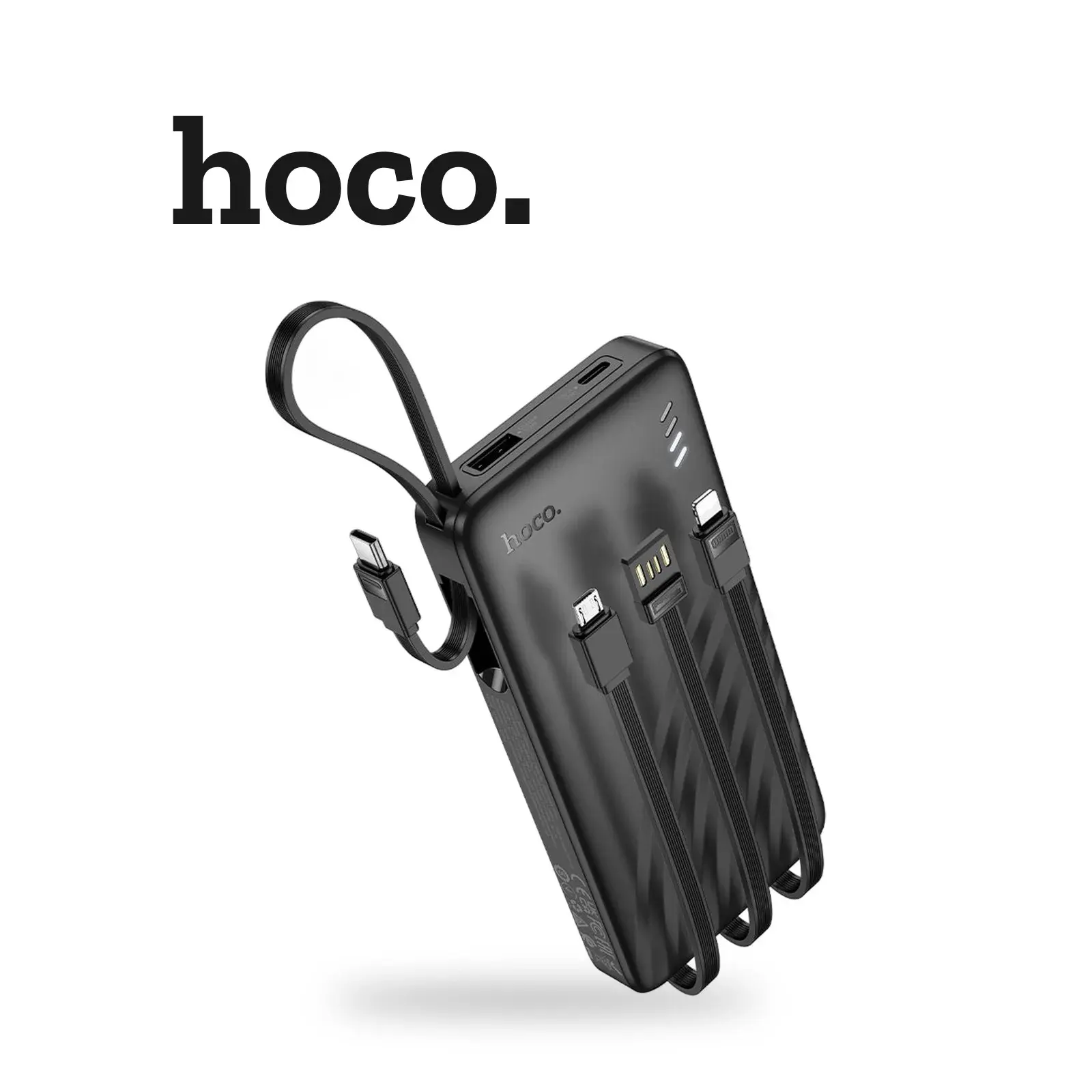 باور بانك hoco J146 سعة 10000 مللي أمبير مع 4 كوابل مدمجة