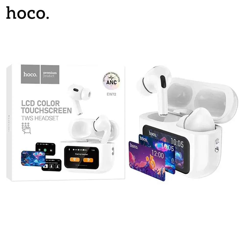 سماعات لاسلكية hoco EW72 بشاشة لمس ملونة وعزل ضوضاء